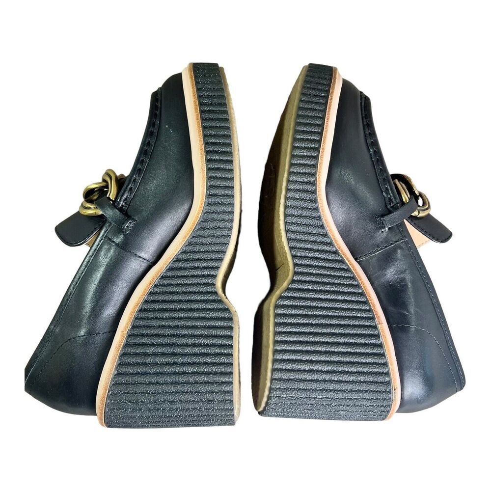 DOLCE VITA Women's Brenan Wedges Black Leather Chain Loafer Sz 6.5 Platform - Picture 8 of 10